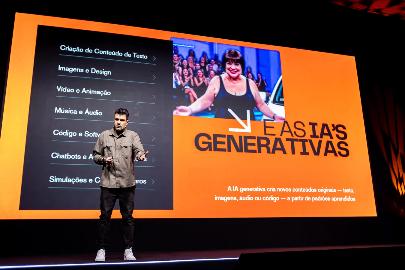 Gui Zanoni palestrando sobre IAs generativas